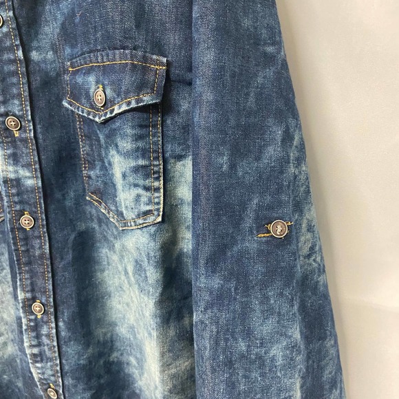 Denim & Rivets Shirt Jacket XL Distressed Button Up - Picture 4 of 10